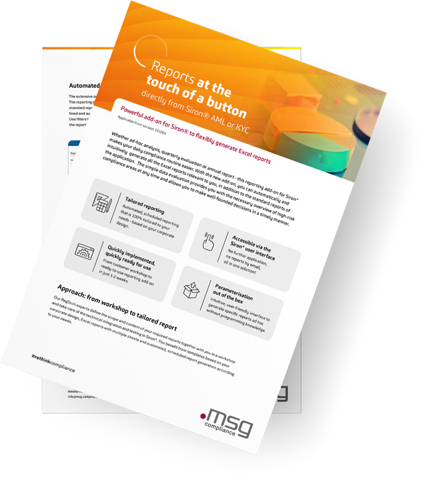 Preview of datasheet “Reports at the Touch of a Button” for automated Excel reporting within Siron®.